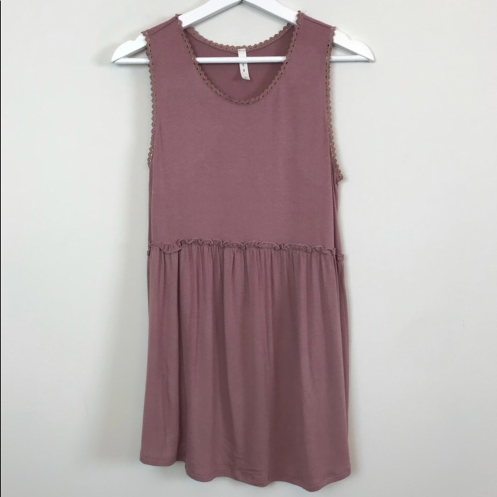 Mauve Babydoll Tank Top - Picture 3 of 6